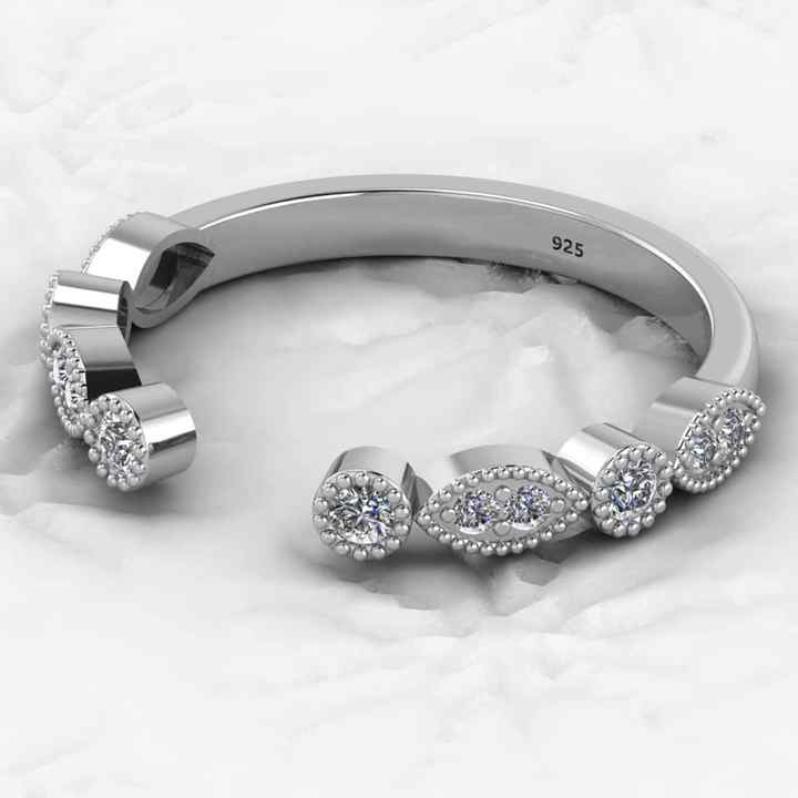 Minimalist 925 Silver Vermeil Women's Fine Jewelry Adjustable Designer Half Eternity CZ Wedding Band Ring