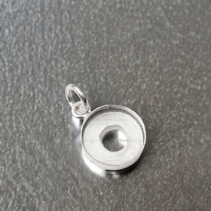 Top Quality 925 Sterling Silver 10mm Round Collet Bezel Cup Blank Mounting Charm Pendant Setting for Making DIY Jewelry Finding