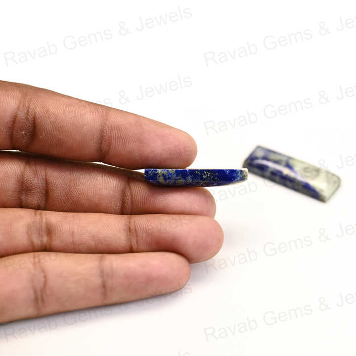 Best Selling 6x18mm Lapis Lazuli Composite Copper Cabochons High-Polished Gemstone Smooth Rectangle Shape for Jewelry Making