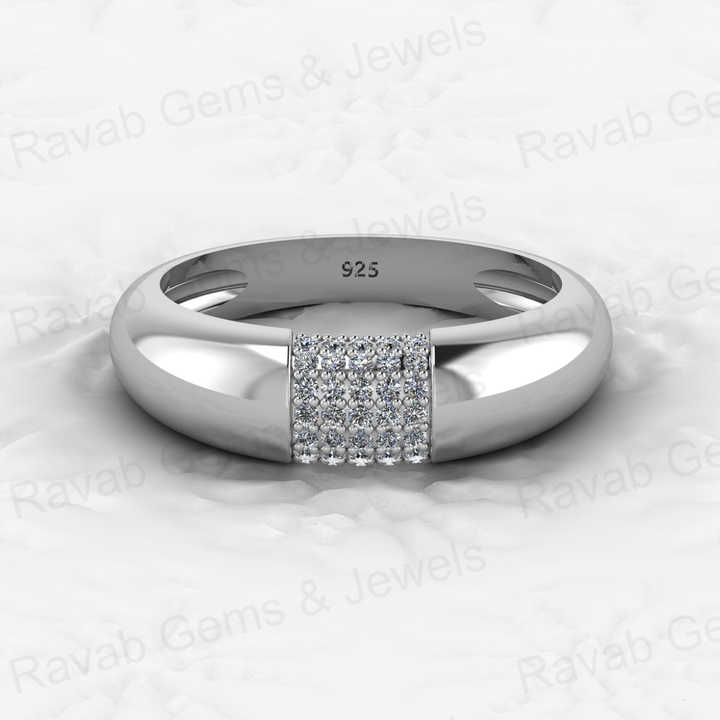 Best Selling Solid 925 Sterling Silver Round Micro Pave CZ Thick Eternity Band Domed Gold Vermeil Women Ring for Fine Jewelry