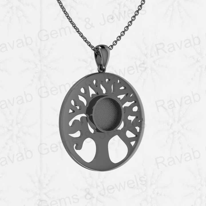 Top Quality 925 Silver 10mm Tree of Life Design Semi Mounting Blank Bezel Charm Pendant Setting for Resin & Ashes Work Jewelry