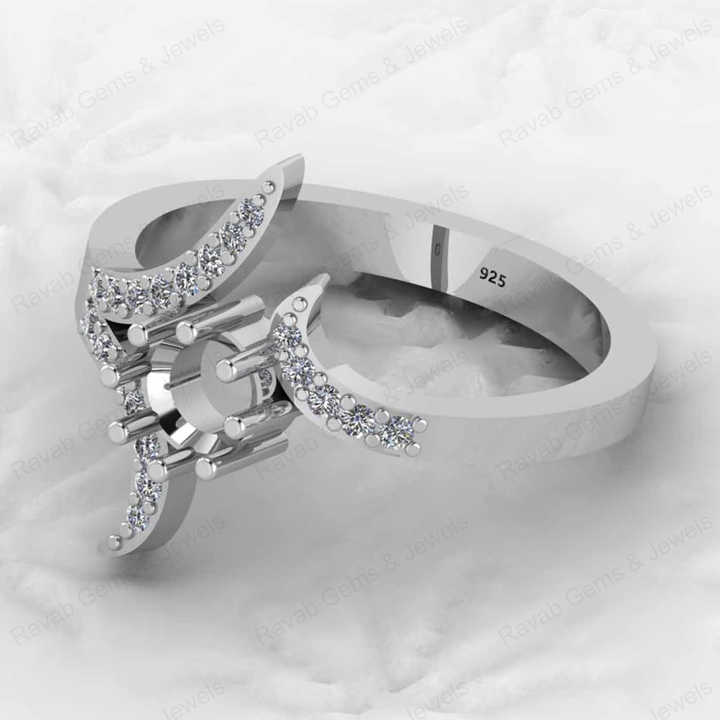 Best Selling 925 Sterling Silver 5mm Round CZ Semi Mount Blank Prong Setting Ring Good for Fine Gemstone Jewelry Component