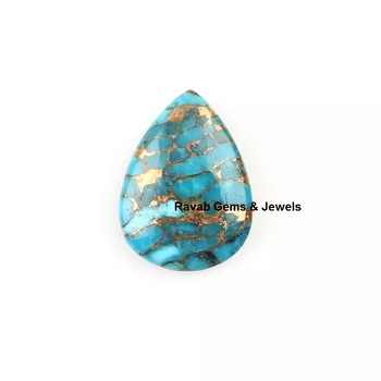High Quality 16x22mm Pear Shape Briolette Mohave Blue Copper Kingman Turquoise Gemstone Natural Smooth Loose Gemstone Earrings