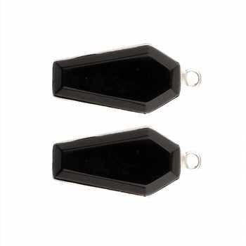 Wholesale 925 Sterling Silver Coffin Charm Pendant Bracelet Necklace 10x17mm Genuine Black Onyx Stone Bezel Setting