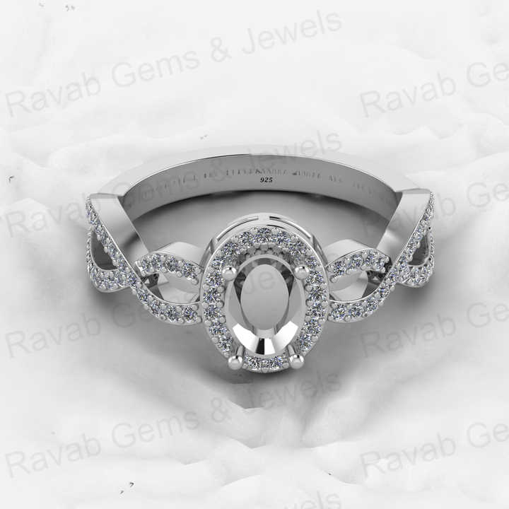 925 Solid Sterling Silver 8x6mm Oval Semi Mount Blank Setting Infinity Ring for Breastmilk & Keepsake Resin Ceramic Jewelry