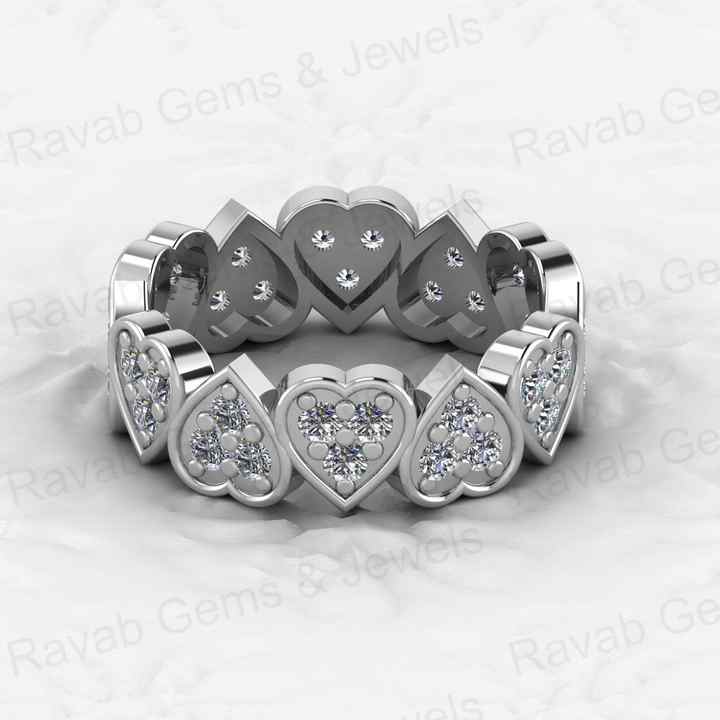 Best Selling 925 Silver Gold Vermeil CZ Diamond Full Eternity Heart Wedding Band Love Song Women Ring Personalized Fine Jewelry