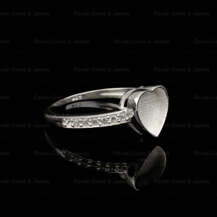 Best Selling 8mm Heart Zircon Semi Mount Blank Bezel Setting Ring Sterling Silver 925 Gemstone Resin Ashes DIY Jewelry Findings
