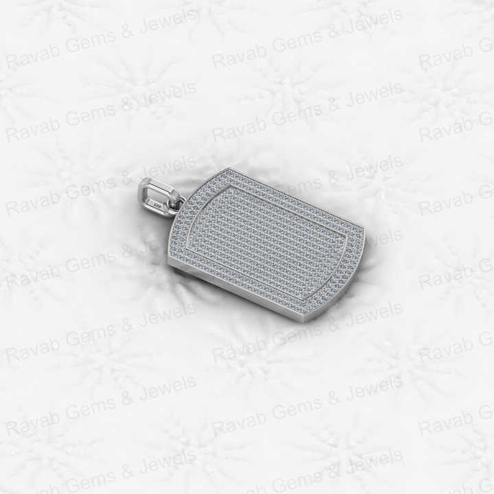 Genuine 925 Silver Pave Micro CZ 28x20mm Bar Rectangle Men's Designer Pendant Necklace Hip Pop Style Personalized Fine Jewelry