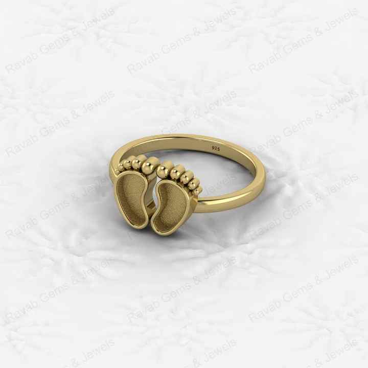 Superb Quality New Baby Born Foot Print 925 Silver Semi Mount Blank Setting Ring for Gemstone Findings & Components Jewelry