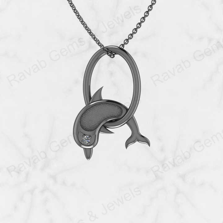 Solid 925 Sterling Silver 20x30mm Dolphin Fish in Ring Semi Mounting Charm Pendant Setting for Ashes & Resin Work Work Jewelry