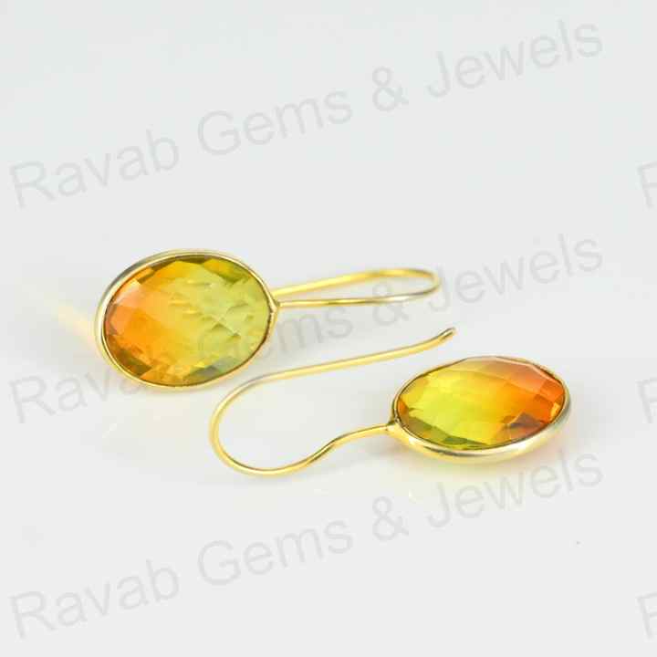 Best Quality Solid 925 Sterling Silver Watermelon Tourmaline Quartz Pear Checker Cut Dangle Drop Earring for Women Fine Jewelry