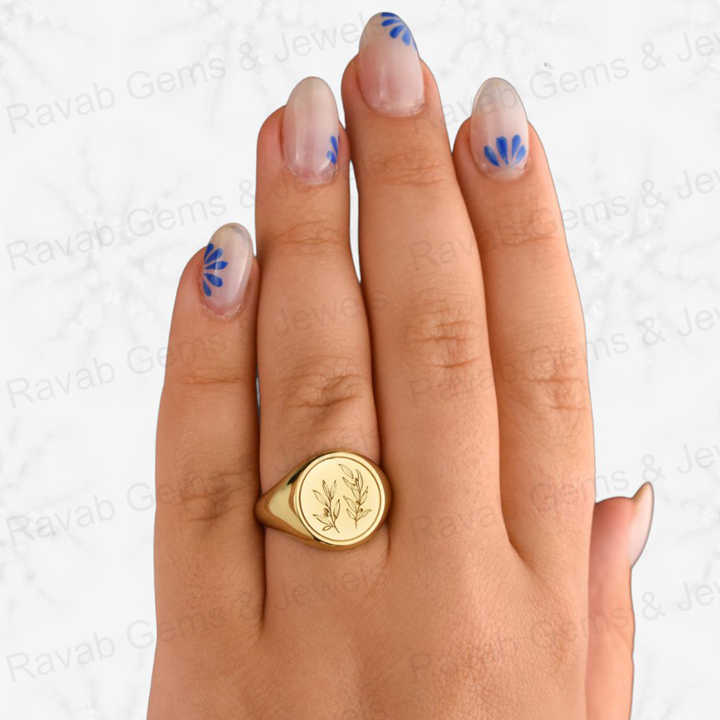 Christmas Sale Solid 925 Sterling Silver Botanical Olive Branch Engraving Signet Ring for Women & Men Fine Handmade Unique Gifts