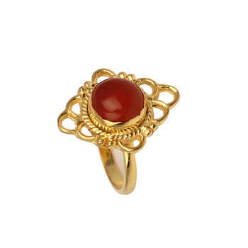 Unisex High Quality 925 Sterling Silver Handmade Ring 18K Gold Plating 10mm Natural Fantastical Chalcedony Bezel Setting Women