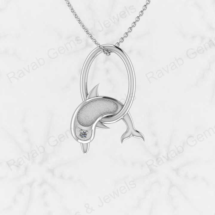 Solid 925 Sterling Silver 20x30mm Dolphin Fish in Ring Semi Mounting Charm Pendant Setting for Ashes & Resin Work Work Jewelry
