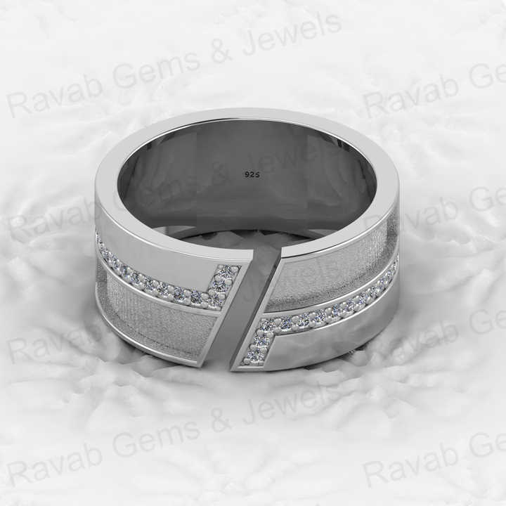 Solid 925 Silver 10mm Wide Band Cluster CZ Diamond Blank Adjustable Ring Setting DIY Breastmilk Keepsake Memorial Ashes Jewelry