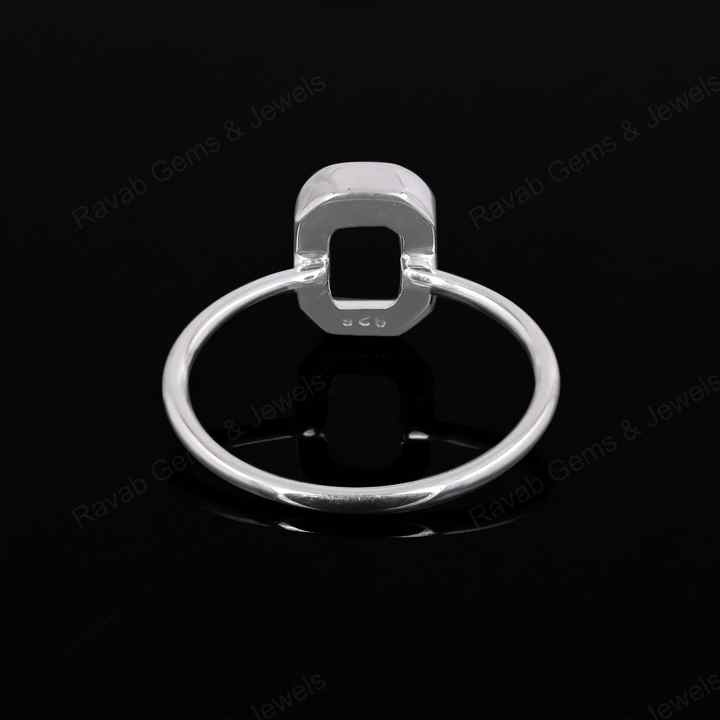 Genuine Solid 925 Sterling Silver Octagon Shape 8x10mm Bezel Setting Semi-Mount Blank Setting Simple Band Fine Ring For Women