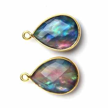 Beautiful Abalone Shell Gemstone Pendant 925 Sterling Silver Bezel Gold Plating Fine Pendants Charms Wholesale Designed Supplier