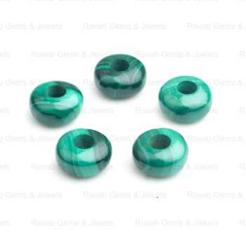 High Quality 14X8mm Big Hole Rondelle Beads Natural Smooth Malachite Gemstone Fancy Stylist Loose Gemstones for Jewelry Making