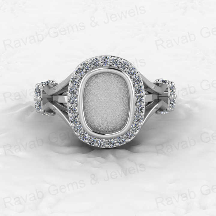Solid 925 Sterling Silver Octa Cushion Semi Mount Blank Setting Wedding Ring Good for Ashes & Resin Work Breastmilk Jewelry
