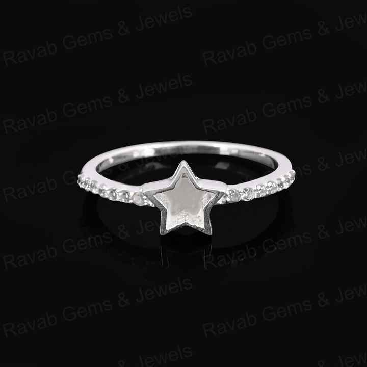 Handmade Genuine 925 Sterling Silver 6mm Star Half Eternity CZ Empty Blank Setting Ring Breastmilk DIY Ashes & Resin Jewelry