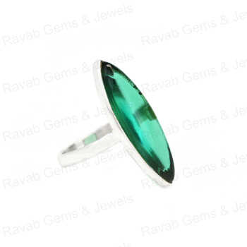Top Selling 925 Sterling Silver Women's Ring Green Fluorite Quartz 10x30mm Marquise Bezel Setting Vintage Handmade Rhodium for