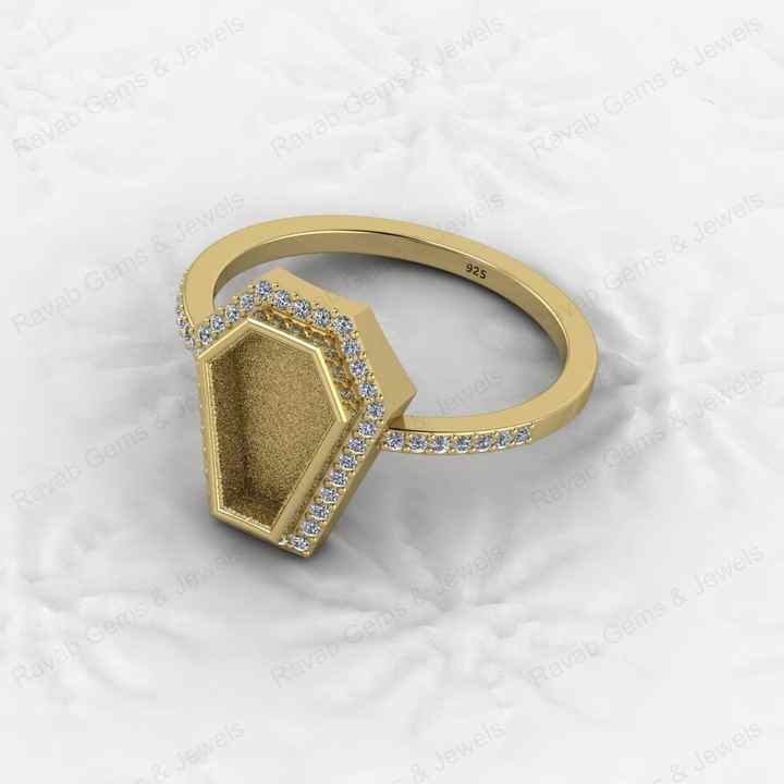 Custom Design 925 Sterling Silver Coffin Shape CZ Semi Mount Blank Setting Ring for Gemstone Findings Without Stone Jewelry