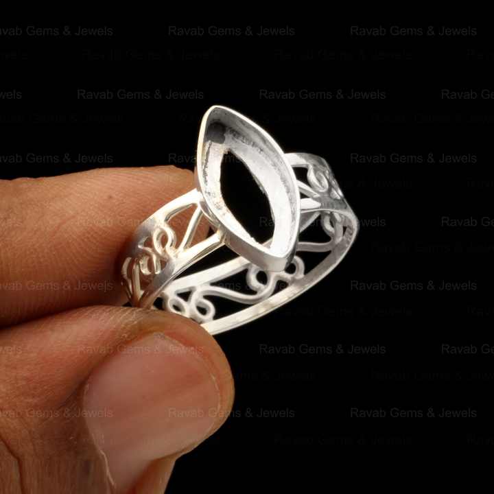 High Quality 925 Genuine Solid Silver 5x10mm Marquise Semi Mount Blank Bezel Setting Ring Gemstone Jewelry Findings Components