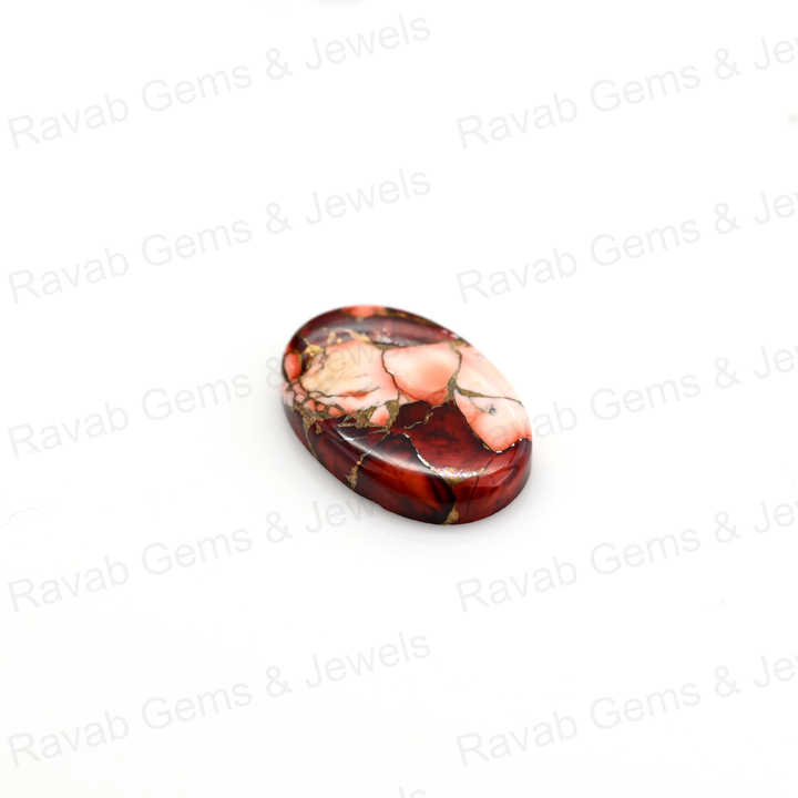 Top Quality 20x30mm Mohave Red Rose Dhalia Composite Copper Cabochons High-Polished Gemstone Smooth Oval Shape Jewelry Making