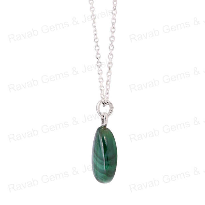 Beautiful 12x16mm Teardrop Malachite Healing Crystal Reiki Stone Handmade 925 Silver Choker Pendant Necklace For Women Jewelry