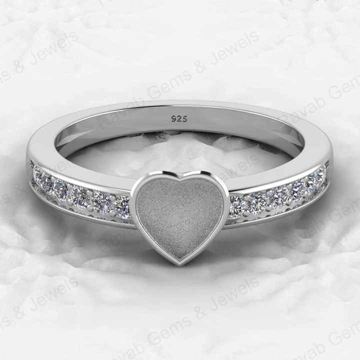 Ultimate 925 Sterling Silver 6mm Semi Mount Ring Heart Design Resin Ashes Excellent Keepsake Genuine Cremation Jewelry