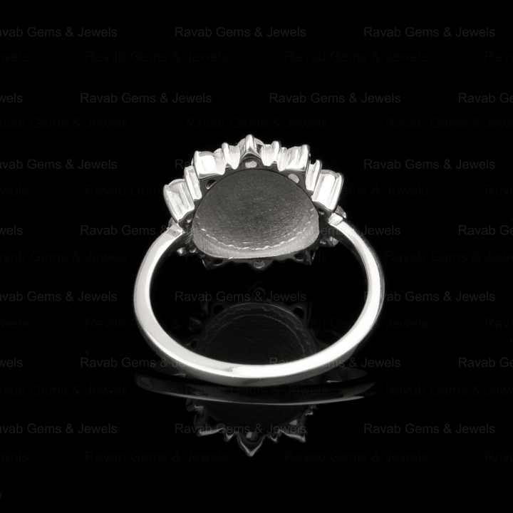 Top Quality Solid Real 925 Silver 8mm Round With CZ Diamond Semi Mount Blank Bezel Ring Setting for Keepsake Breast Milk Jewelry