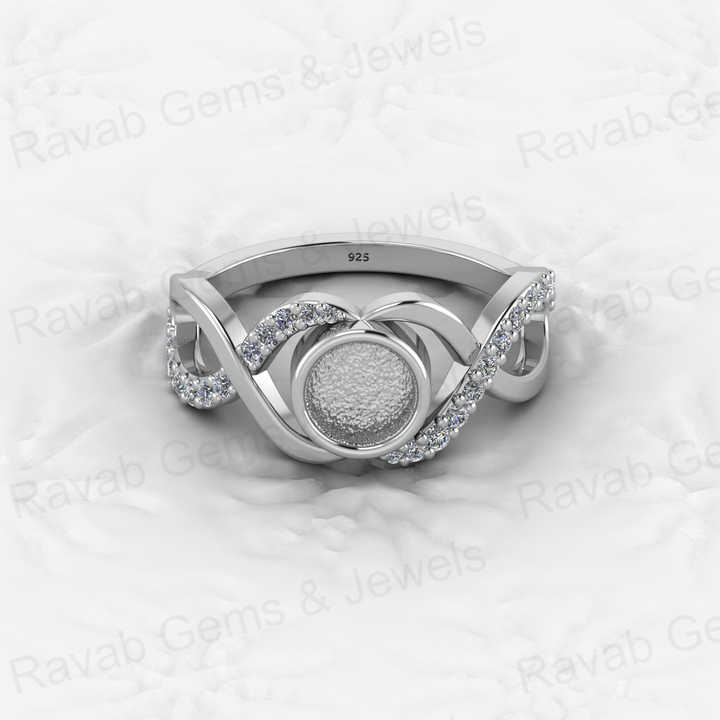 Solid 925 Sterling Silver Infinity Wedding Semi Mount Blank Setting Wedding Ring Good for Ashes & Resin Work Breastmilk Jewelry