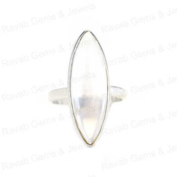 Best Selling 925 Sterling Silver Solid & Handmade 10x30mm Marquise Bezel Setting Crystal Ring for Women Daily Wear Jewelry