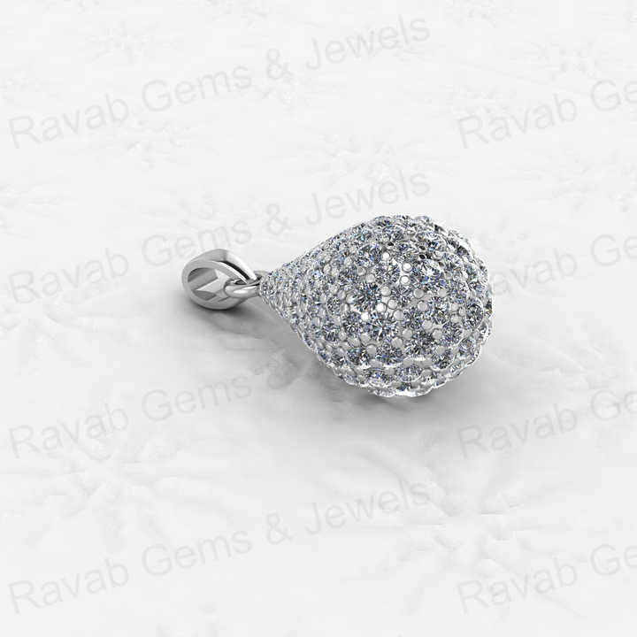 High Quality Genuine 925 Sterling Silver 12x26mm Puffed Teardrop Pendant Engagement Fine With Micro Pave CZ Keepsake Necklace