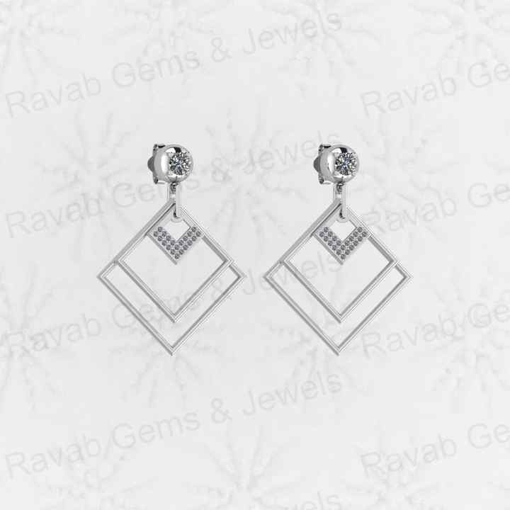 Best Quality Solid 925 Sterling Silver Geometric Pattern Drop Dangle Fine Earring for Women Engagement Handmade Fine Jewelry