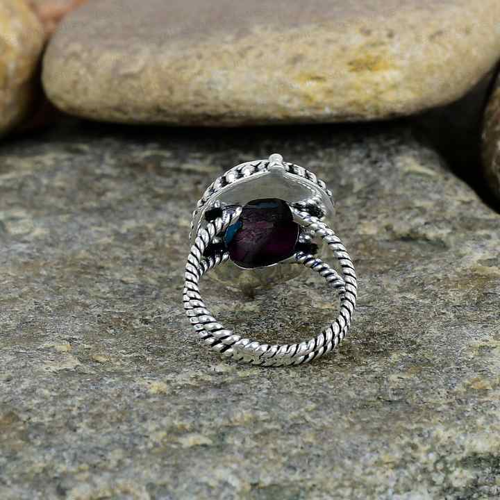 Best Quality Solid 925 Sterling Silver Mix Oyster Turquoise 10x14mm Bezel Setting Handmade Ring for Women Fine Vintage Jewelry