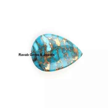 High Quality 16x22mm Pear Shape Briolette Mohave Blue Copper Kingman Turquoise Gemstone Natural Smooth Loose Gemstone Earrings