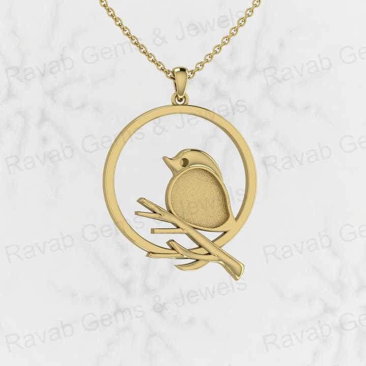 Genuine 925 Silver 25mm Sparrow Sitting Branches Semi Mount Setting Charm Pendant for Resin Ashes Work Necklace Jewelry Findings