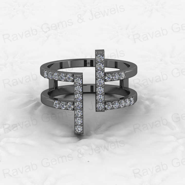 Best Selling 925 Silver Gold Vermeil Spiral Bar CZ Brilliant Eternity Double Band Adjustable Dainty Women Ring for Fine Jewelry