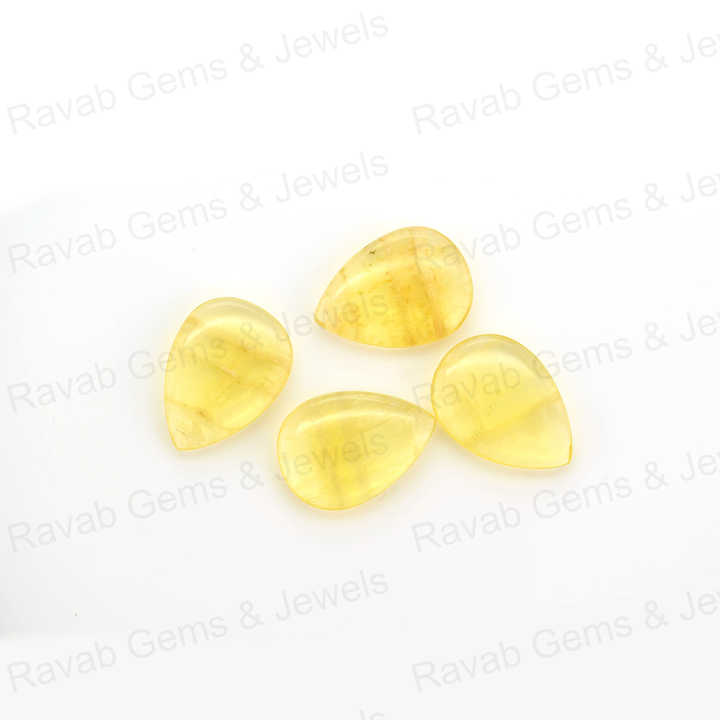Christmas Sale 16x22mm Natural Lemon Quartz Pear Shape Cabochon Hand-Polished Loose Stone for Fine Jewelry Making