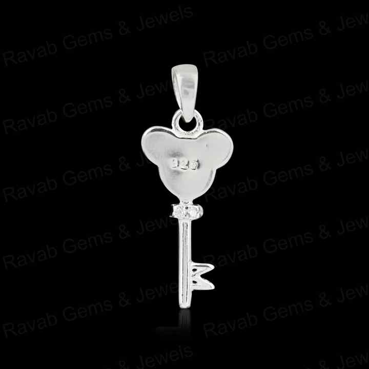 New Arrival 925 Silver 22x9mm Mickey Mouse Face Key Semi Mount Blank Charm Pendant CZ Setting for Jewelry Findings & Components