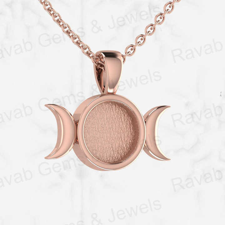 925 Sterling Silver 8mm Round With Half Moon Blank Bezel Charm Pendant Setting for Ashes & Resin Breastmilk Keepsake Jewelry