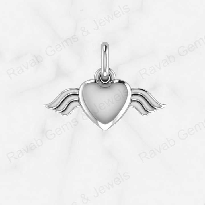 Beautiful Valentines Love Day 925 Silver 11mm Angel Wing Heart Shape Women Charm Pendant Necklace Personalized Fine Jewelry
