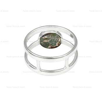 Top Selling 925 Sterling Silver Double Band Ring Mohave Blue Green Azurite Copper Gemstone 8mm Chunky Design for Party Women