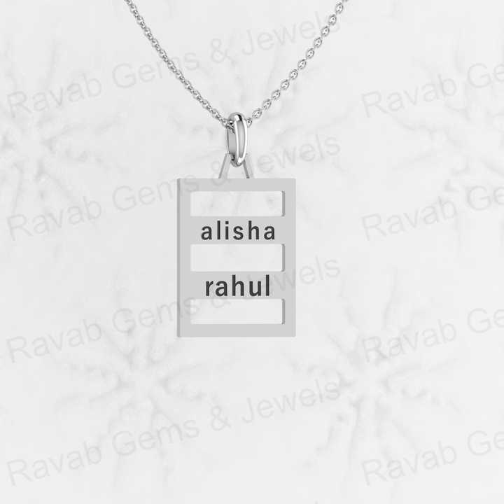 Best Quality 925 Solid Sterling Silver 18x32mm Personalized Custom Couple Name Pendant Fine Jewelry for Valentine's Memorial