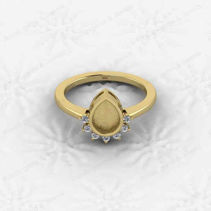Top Quality 925 Sterling Silver 6x8mm Marquise Semi Mount Blank Setting Pear Crown Ring Good for Resin Keepsake Finding Jewelry