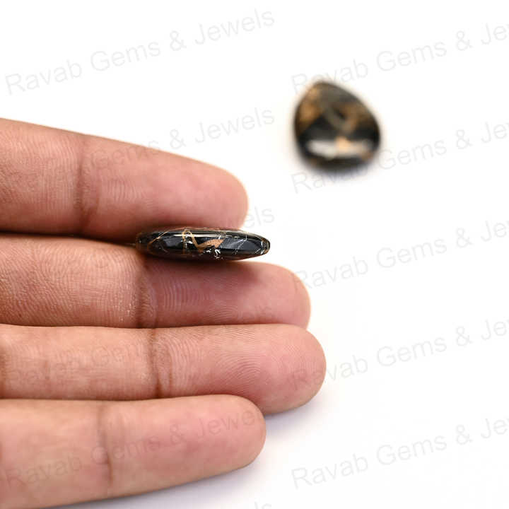 Best Sale 16x22mm Natural Copper Black Obsidian Pear Shape Cabochon Gemstone Hand Polish Loose Stone Making Fine Jewelry