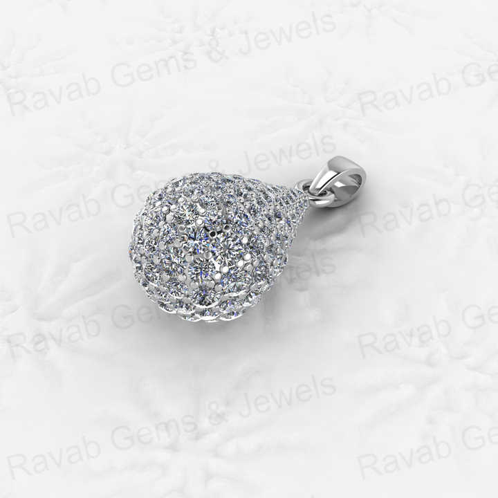 High Quality Genuine 925 Sterling Silver 12x26mm Puffed Teardrop Pendant Engagement Fine With Micro Pave CZ Keepsake Necklace