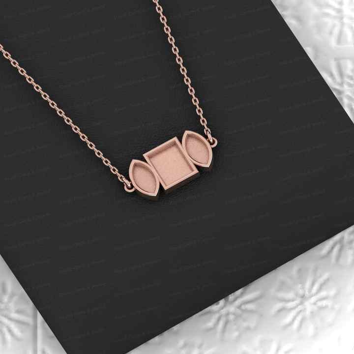 New Arrival 925 Silver Square Marquise Collet Cup Pendant Necklace Setting Ashes Resin Jewelry Findings Semi Mount Charm Blank