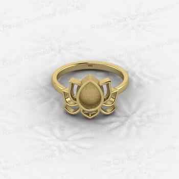Superb Quality 925 Silver 6x8mm Oval Semi Mount Blank Setting Lotus Designer Ring for Breastmilk Keepsake Fine Women Jewelry